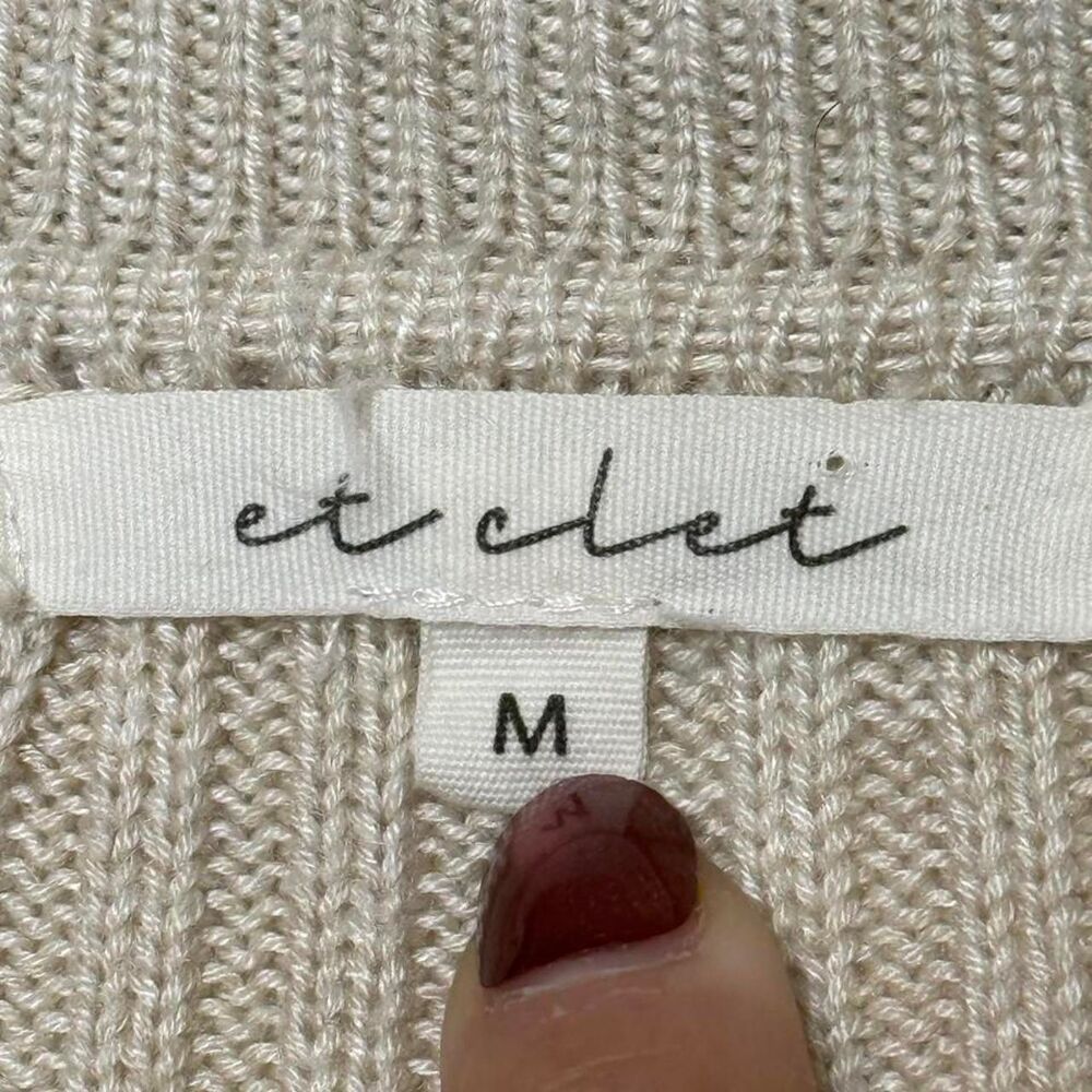 Et Clet Ribbed Knit Front Button Collared Cardigan Size M - Picture 3 of 6